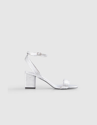 Sandalias tacón silver cuero metalizado - IKKS