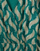 Robe longue émeraude imprimé feuilles dorées Femme-7