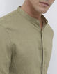 Khaki Stone Herrenhemd, REGULAR-Fit, Leinen, Maokragen-2