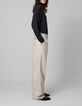 Pure Edition-Pantalon flare sésame flanelle Femme-1