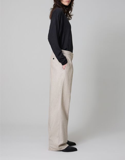 Pure Edition-Pantalon flare sésame flanelle Femme - IKKS