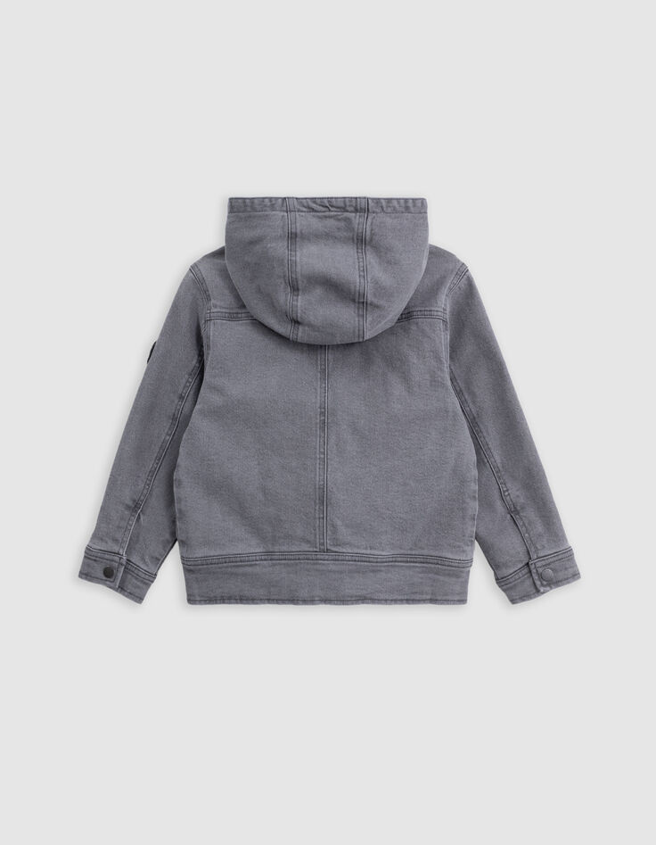 Blouson en jean gris à capuche garçon-7