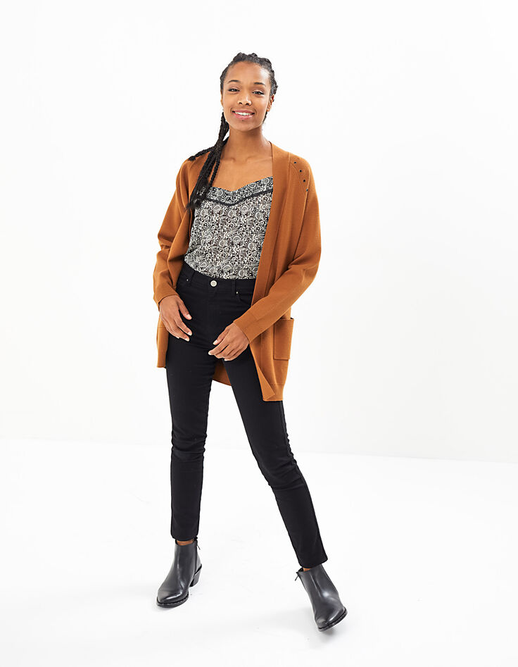 Top negro estilo lencero estampado cachemira I.Code-5 Top negro estilo lencero estampado cachemira I.Code-5