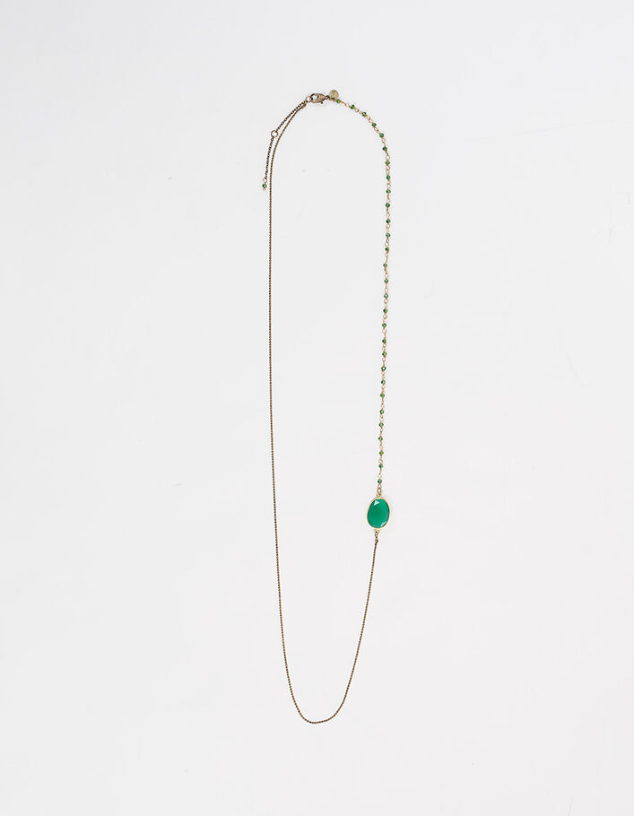 Women’s emerald green stone bead long necklace - IKKS