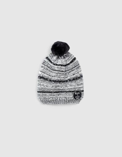 Gorro blanco raya negra bordado lentejuelas niña - IKKS