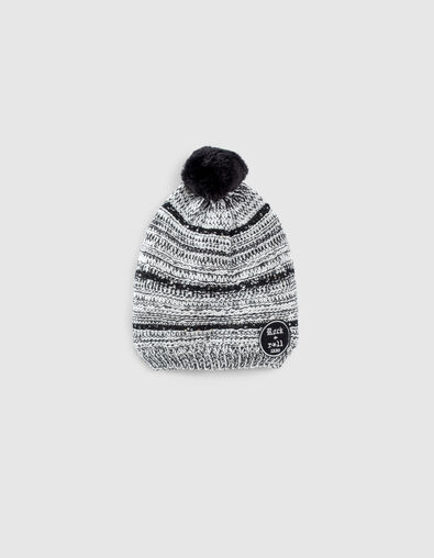 Girls’ white beanie, black stripes and embroidered sequins - IKKS