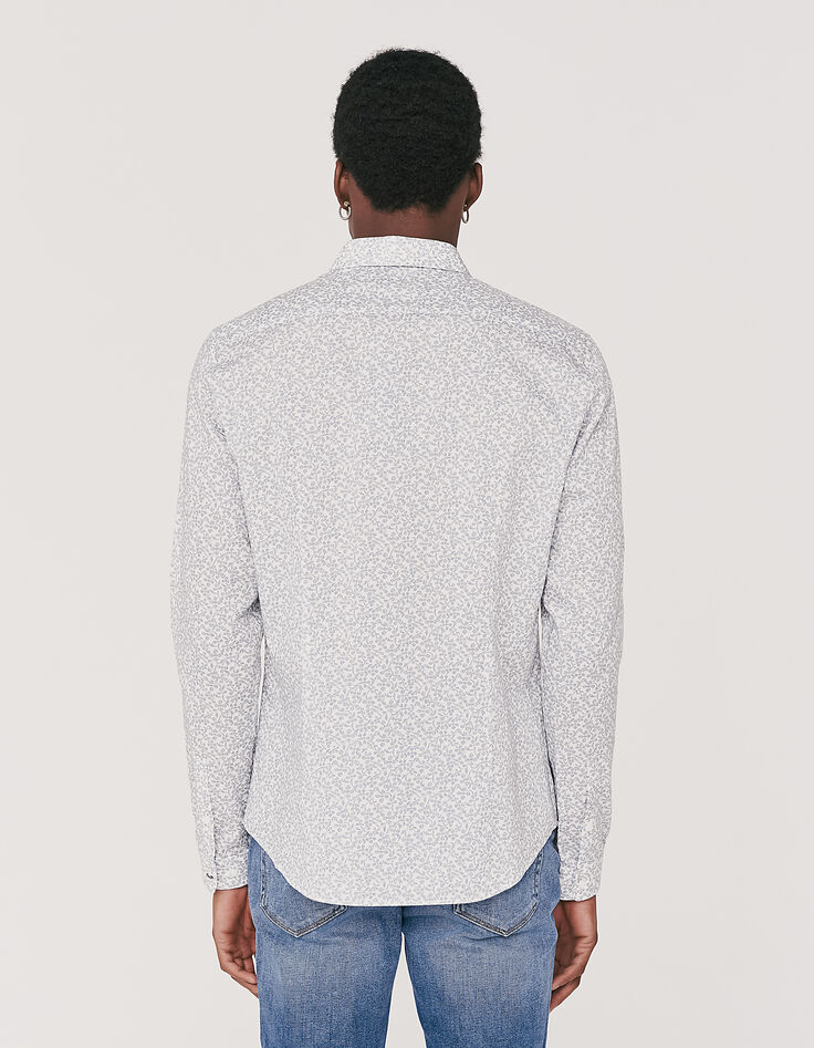 Chemise SLIM marine tissu Liberty imprimé fleurs rayées Homme-3