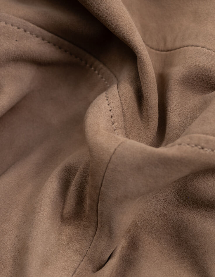 Cazadora biker de piel beige para hombre-10