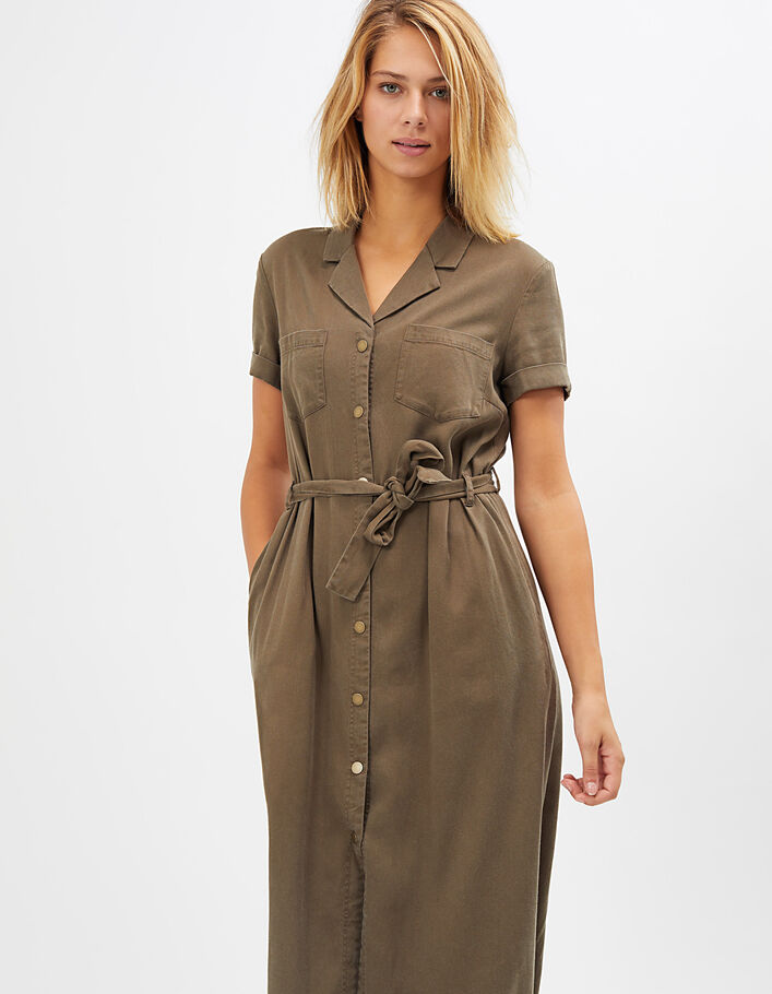 I.Code khaki mid-length safari dress - I.CODE