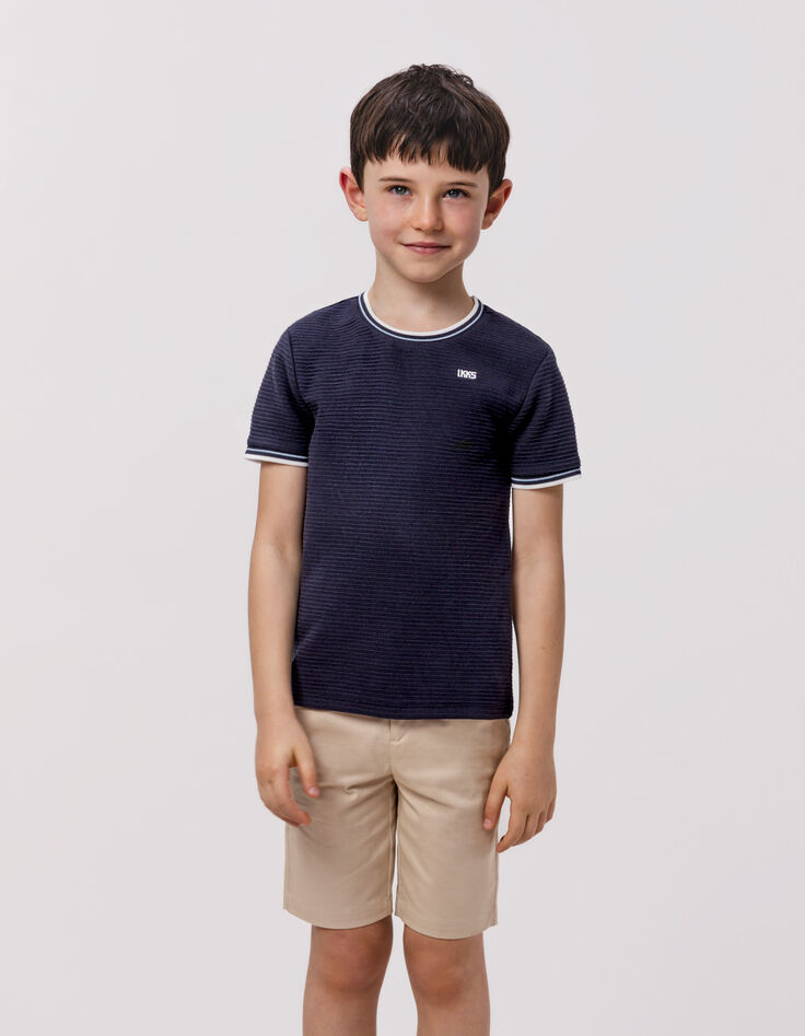 T-shirt bleu avec rayures en relief garçon-1