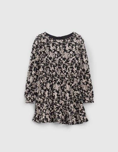 Robe noire effet portefeuille imprim&eacute; graphique fille - IKKS