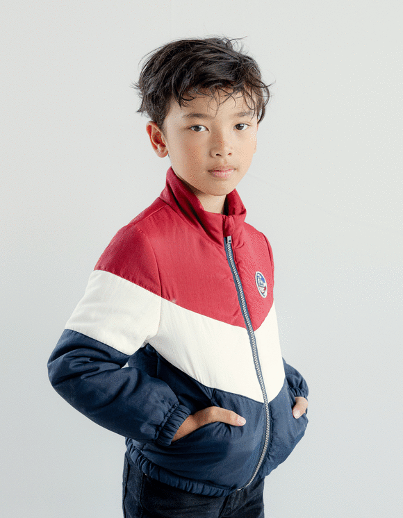 Parka 2-en-1 marine et doudoune color block