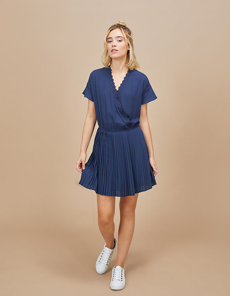 Robe saphir cache-cœur avec bas plissé I.Code-6 Robe saphir cache-cœur avec bas plissé I.Code-6