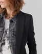 Langer, schwarzer Metallic-Damenblazer-3