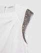 Women’s white top with beads and sequins on shoulders-7