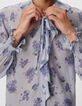 Women's blue micro flower print flowing shirt-5