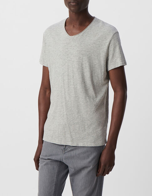 T-shirt L'Essentiel gris col V Homme - IKKS