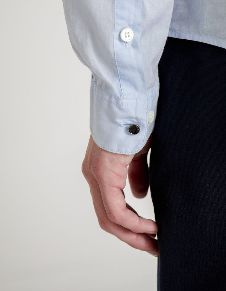 Chemise SLIM ciel en voile de coton bio Homme-5