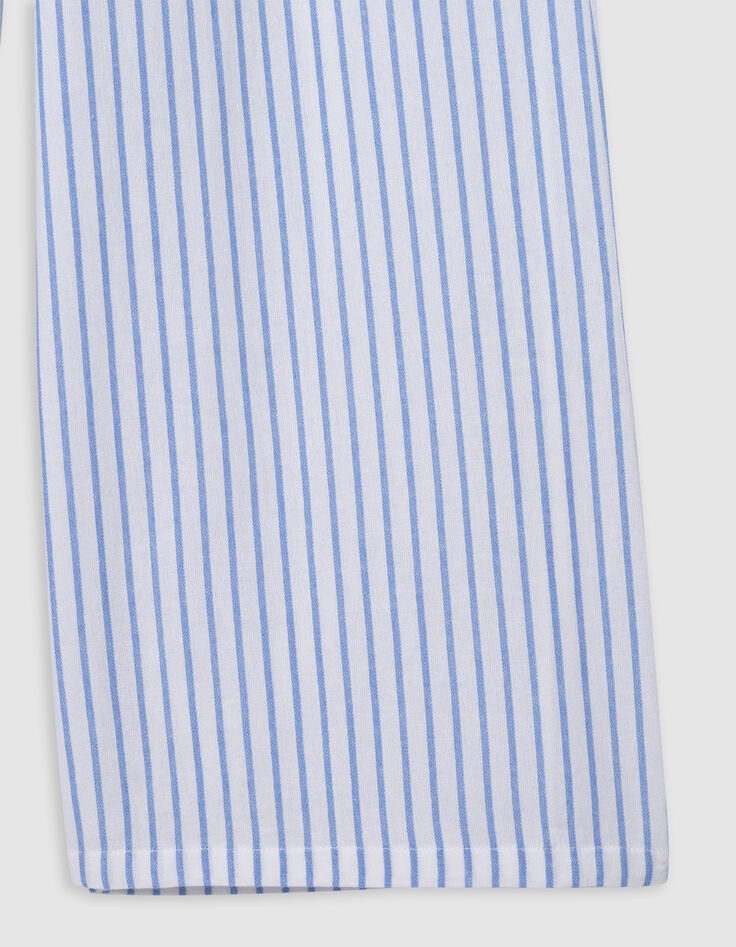 Pantalon LARGE blanc rayures bleues fille-7