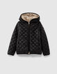 Girls’ black & star-printed beige reversible padded jacket-4
