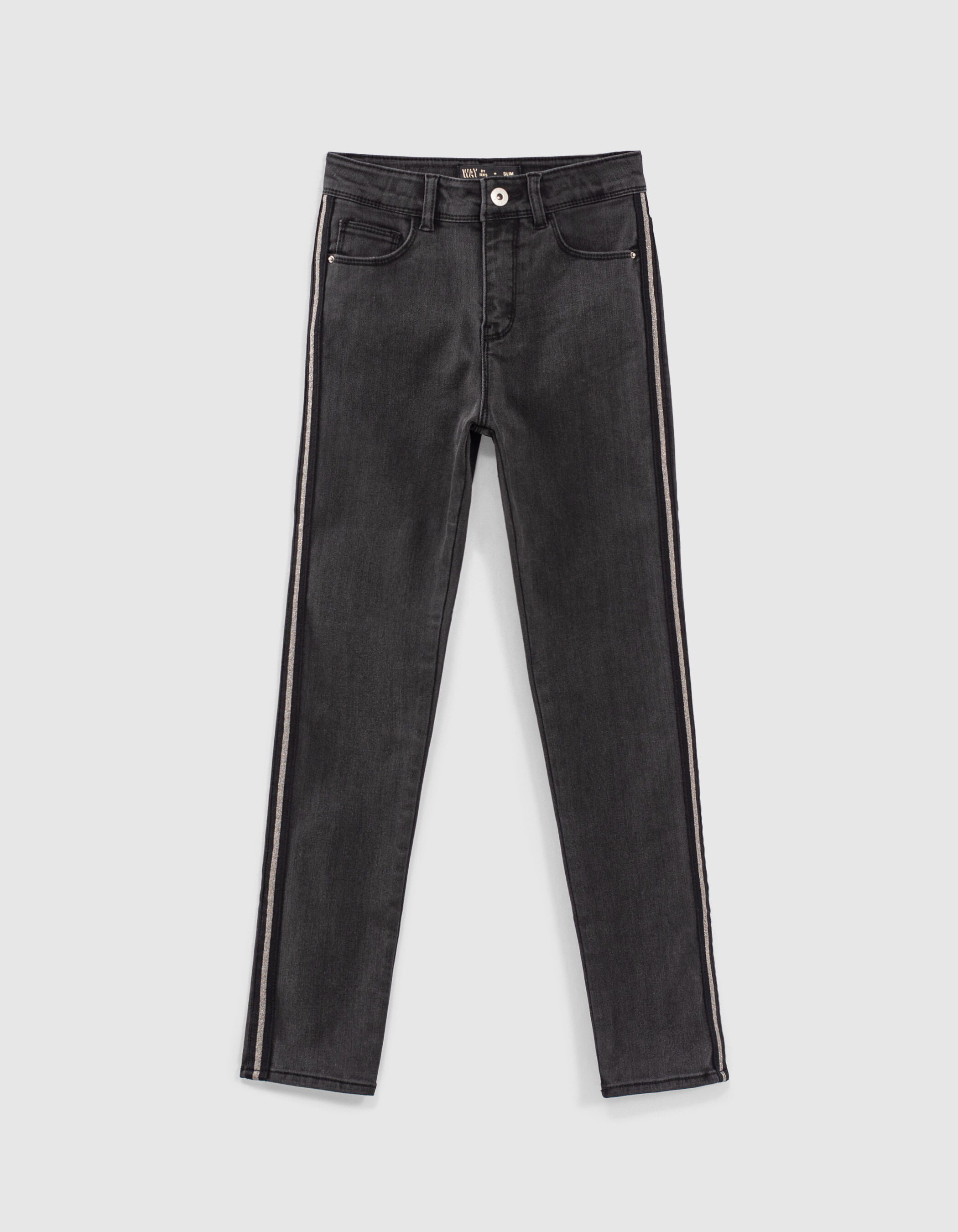 Black jeans with white stripe down the side clearance