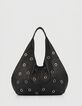Schwarzes Leder Hobo Tasche maxi &Ouml;sen Design Gr&ouml;&szlig;e L Damen-1