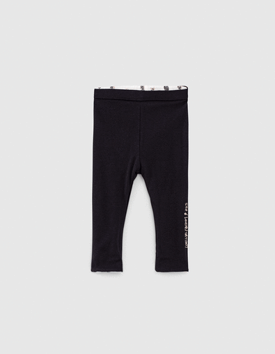 Leggings réversible mastic ananas et noir bébé fille - IKKS