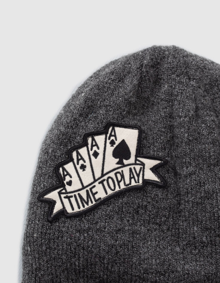 Gorro gris punto máscara recortada niño-4
