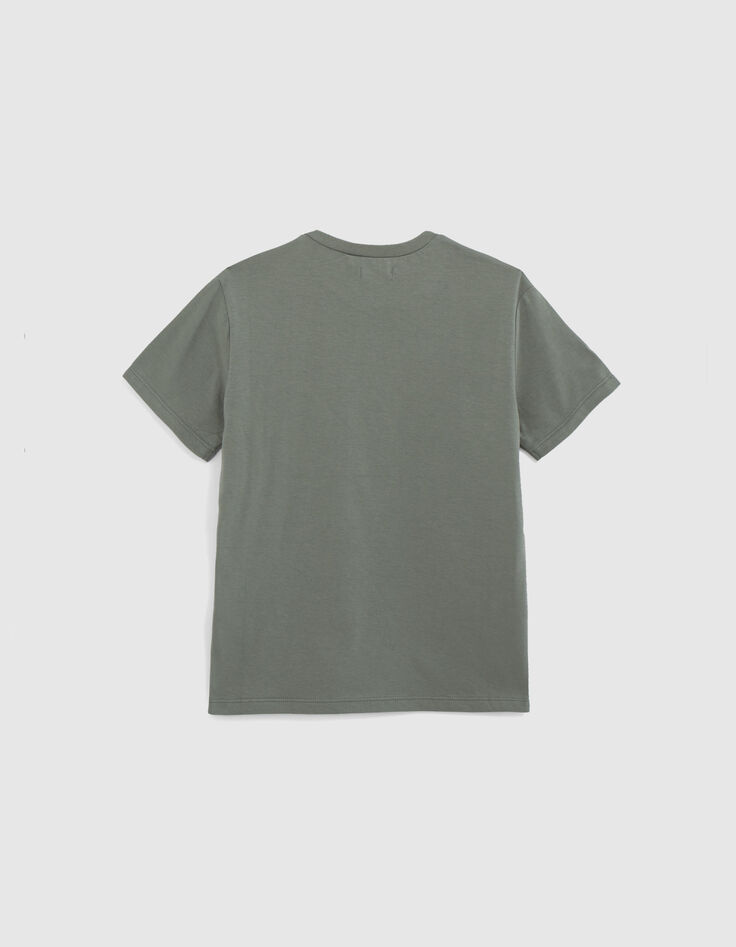 Boys’ khaki T-shirt with tiger-surfer image-3