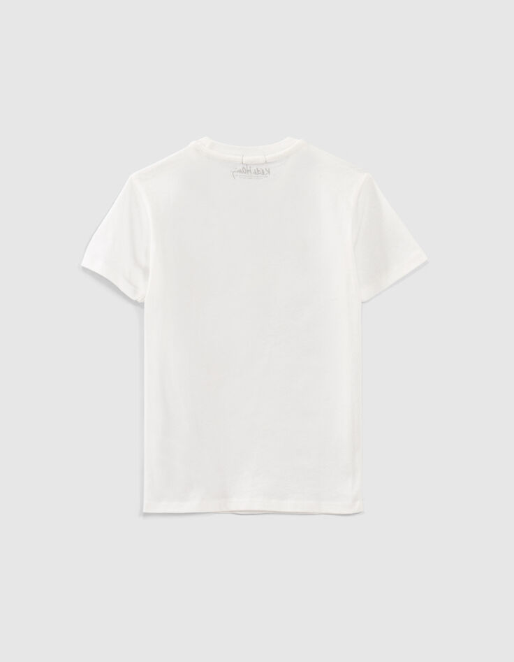 Tee-shirt blanc cassé KEITH HARING x IKKS à skate garçon-4