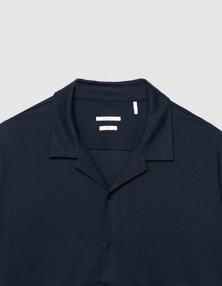 Camisa manga corta regular azul marino punto hombre-2