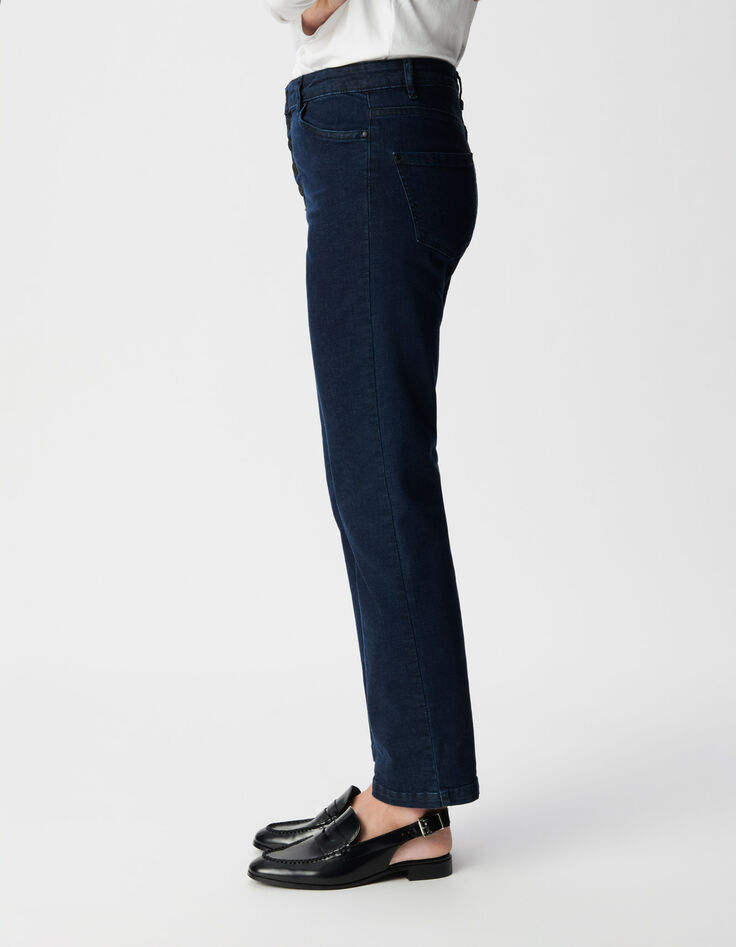 Rechte blauwe zwarte powerstretch spijkerbroek voor dames-4