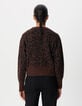 Braune Strickjacke f&uuml;r Damen mit Leopardenmuster-3