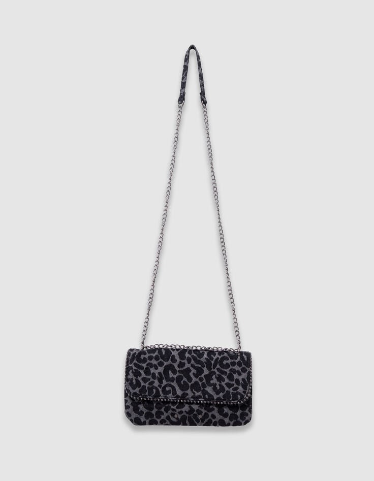 Sac à main noir imprimé léopard bordure microbilles fille-4 Sac à main noir imprimé léopard bordure microbilles fille-4