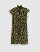 Vestido negro reciclado estampado leo floral Mujer-6