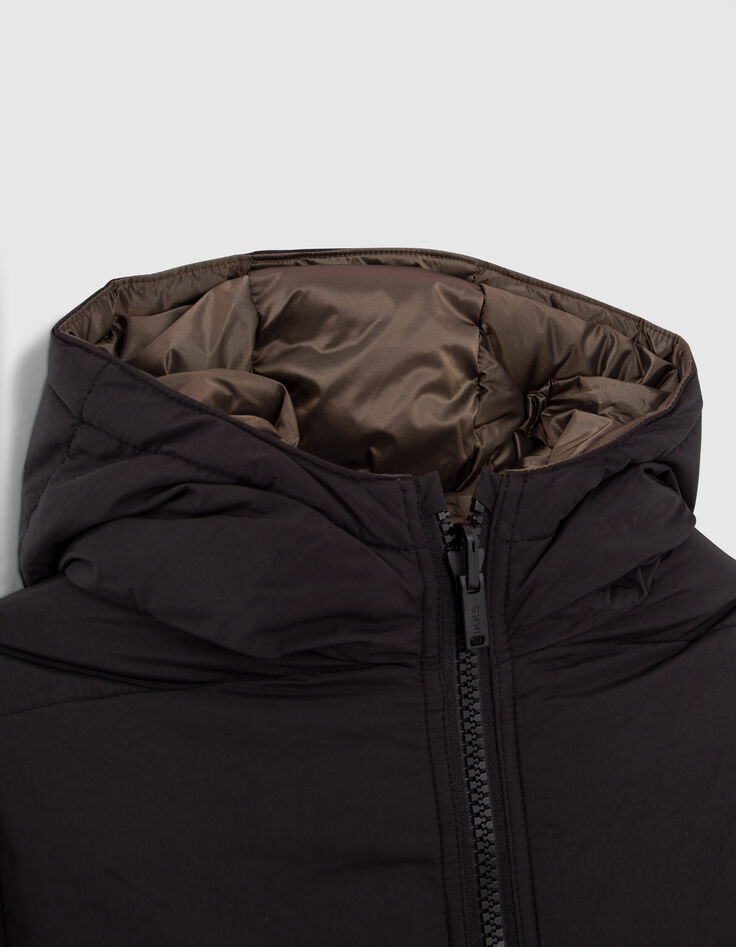 Boys’ black and mocha reversible long padded jacket-5