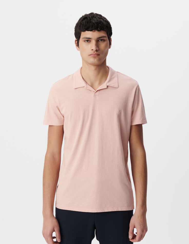 Polo REGULAR rose coton bio flammé Homme-2