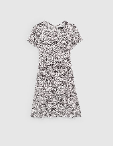 Robe blanc cass&eacute; Ecovero&reg; imprim&eacute; c&oelig;urs fille - IKKS