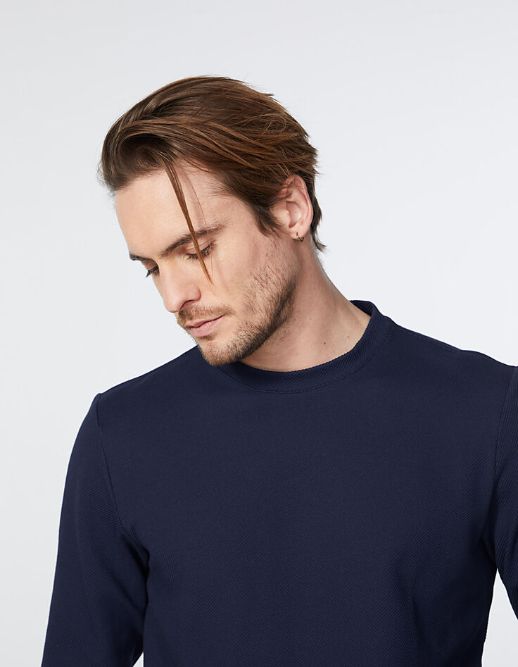 Sweat marine à relief Ottoman Homme-4 Sweat marine à relief Ottoman Homme-4