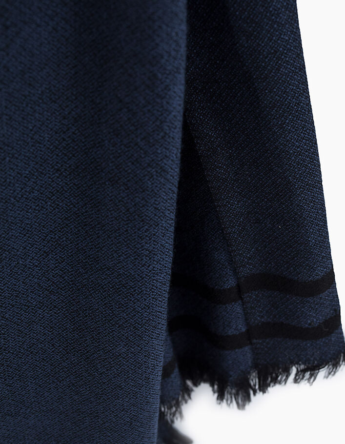 Men’s indigo woollen scarf with black stripes - IKKS