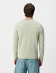 Pull col rond vert tricot fin moulin&eacute; Homme-3