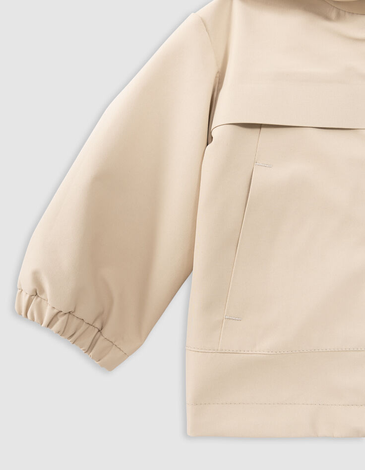 Beige Jacke mit Kapuze, recycelter Polyester, Babyjungen-7
