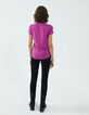 Linnen T-shirt fuchsiaroze sterborduursel dames-3