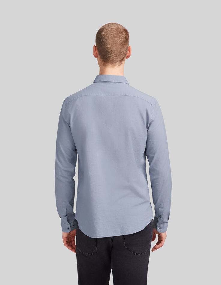 Men&rsquo;s light blue organic cotton voile SLIM shirt-3