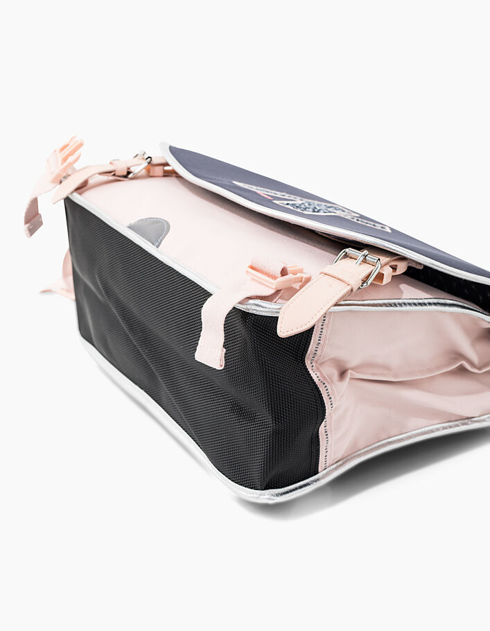 Girls’ 38cm powder pink and navy K satchel - IKKS