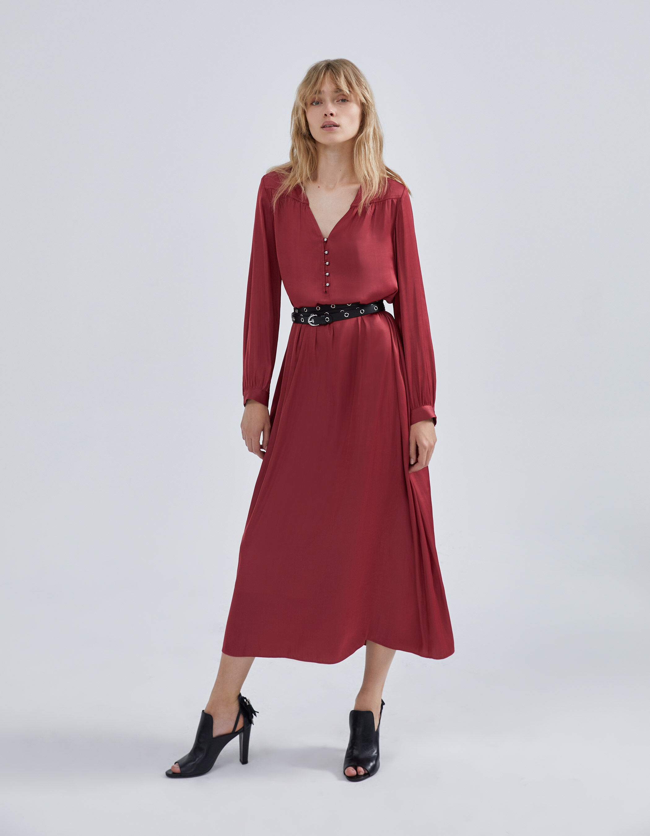 Robe longue camelia en polyester japonais Femme IKKS