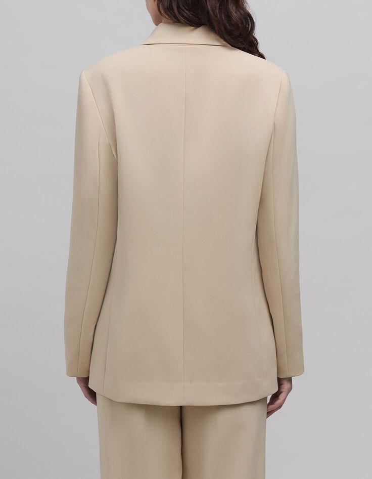 Women's beige recycled polyester suit jacket-4