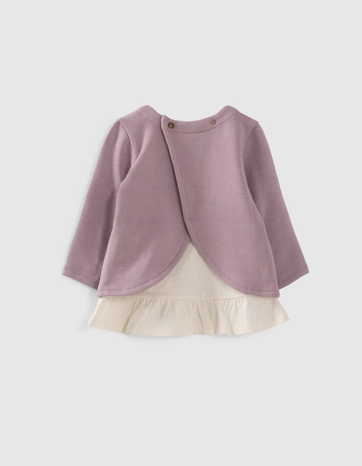 Baby girls’ 2-in-1 violet sweatshirt/ecru T-shirt-5
