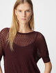 Pull bordeaux tricot fin ajouré lurex Femme-4