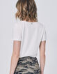 Gebroken wit T-shirt met tekst en strass Dames-3